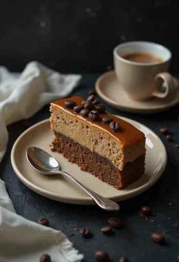 Kue karamel kopi dengan karamel creamy