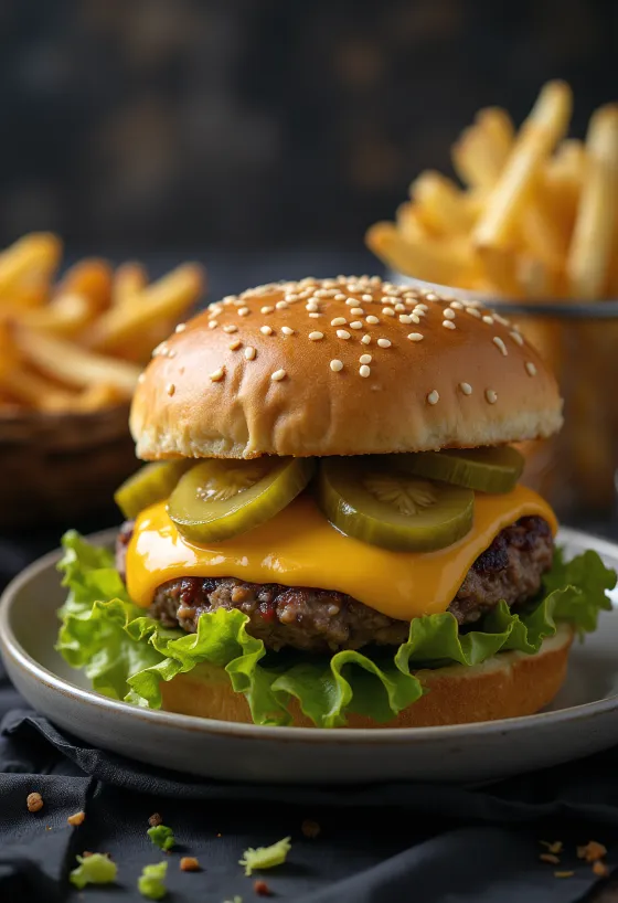 Burger wijen klasik disajikan