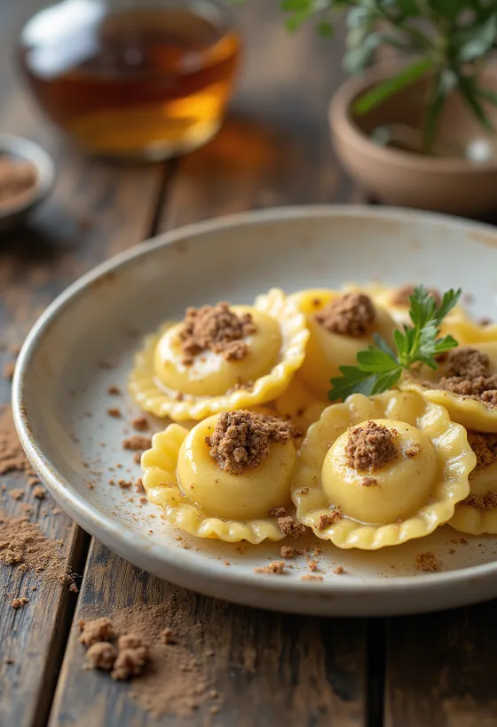 Ravioli Amaretto disajikan