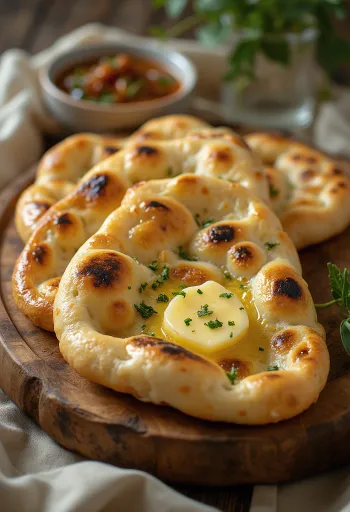 Naan tepung gandum einkorn, roti India lembut dan menggugah selera