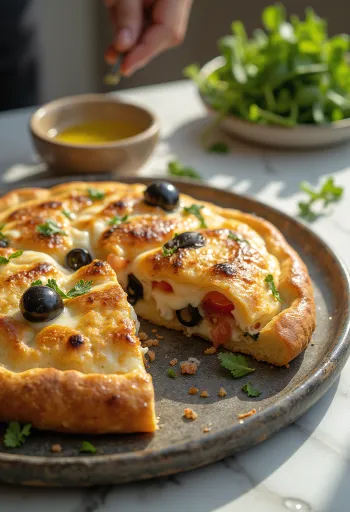Calzone keju feta dipanggang cokelat keemasan