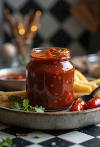 Saus barbeque cabai asap disajikan
