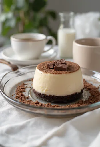 Kue panna cotta kopi disajikan per potong