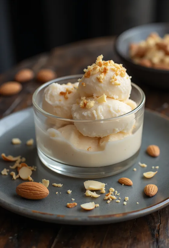Parfait likur almond disajikan