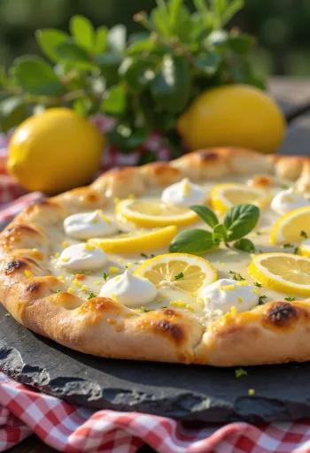 Pizza al Limone disajikan