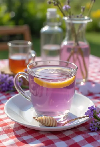 Teh lavender disajikan segar