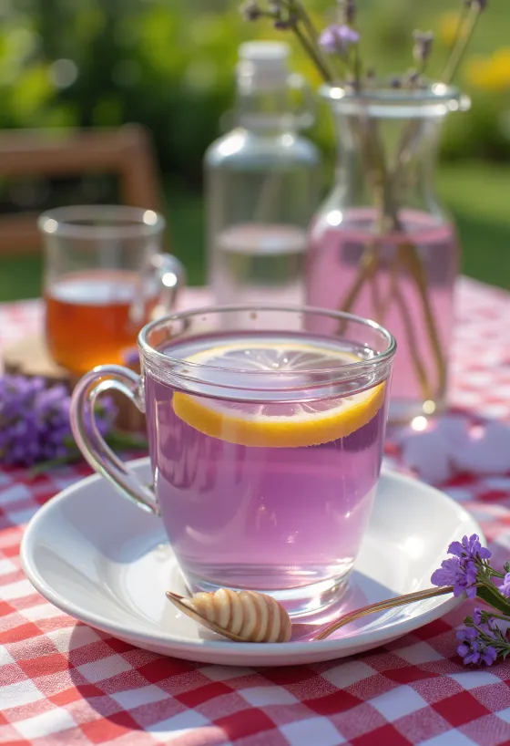 Teh lavender disajikan segar