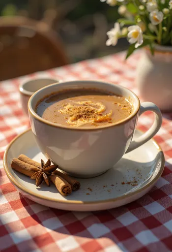 Teh chai karamel madu yang hangat