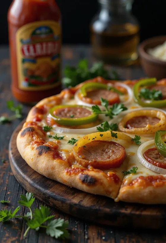 Pizza Carioca dengan sosis asap dan keju