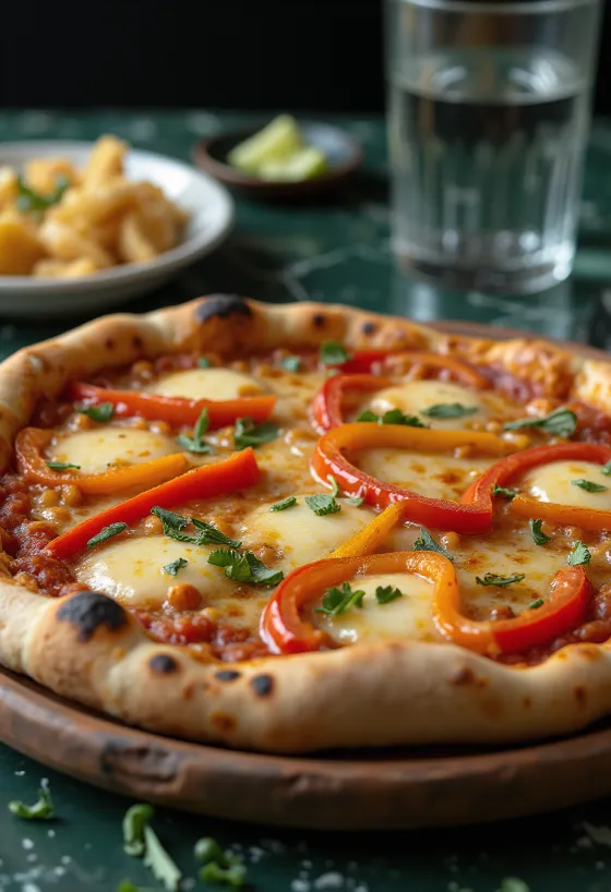 Pizza Chilena dengan paprika merah