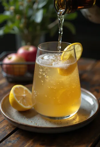 Cider Sidra Spanyol disajikan dalam gelas