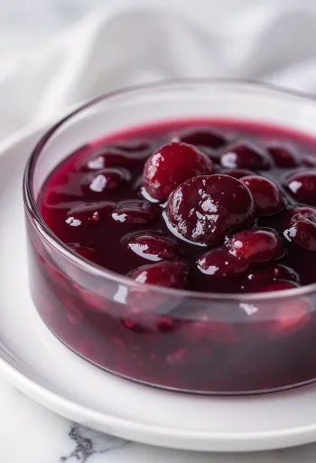 Saus plum anggur merah disajikan