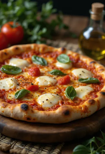 Pizza Margherita mozzarella asap disajikan