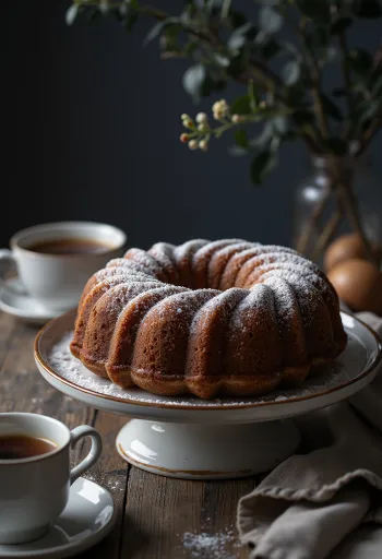 Bundt cake chestnut kayu manis disajikan