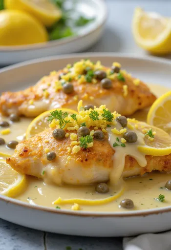 Piccata al Limone, dada ayam lemon dengan saus caper