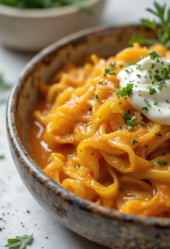 Kubis Székely vegan dengan seitan disajikan