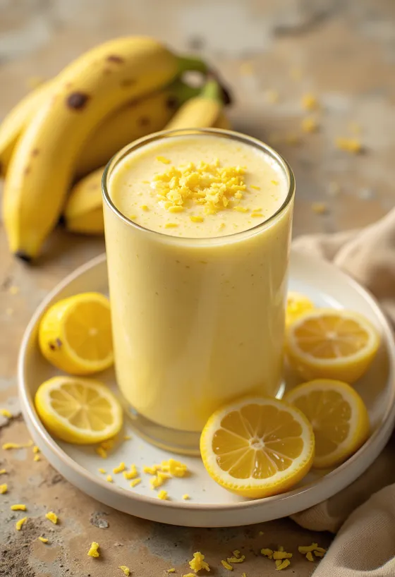 Smoothie pisang lemon disajikan segar