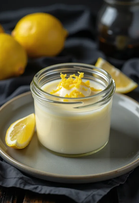 Panna cotta lemon disajikan