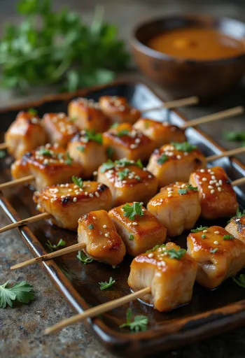 Sate Ayam, ayam bakar dengan bumbu kacang