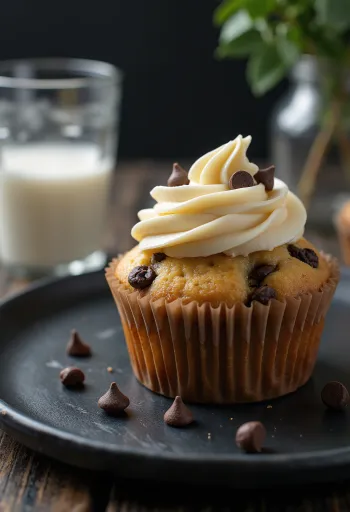 Cupcake chocolate chip disajikan