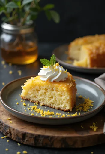 Kue tepung kelapa dihiasi buah-buahan segar