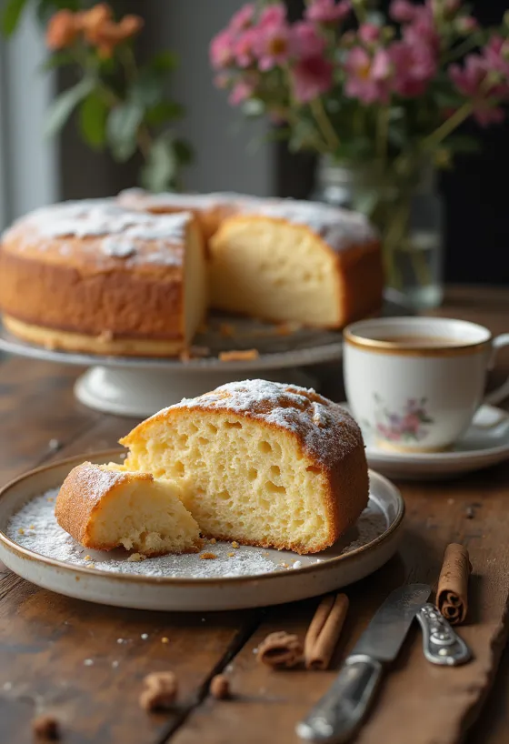 Sponge cake madu kayu manis dalam sajian cokelat keemasan