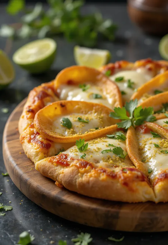 Pizza Costarricense dengan pisang goreng