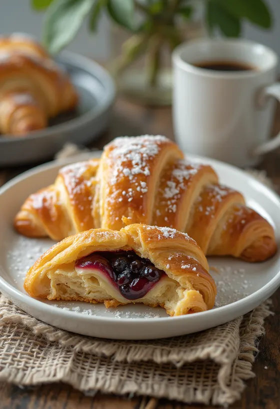 Croissant selai buah tin disajikan