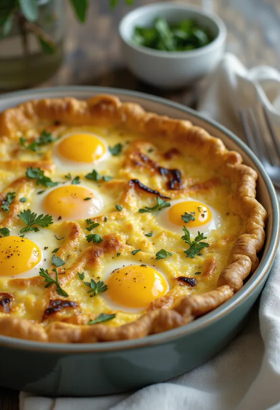 Quiche terong panggang dan mozzarella diiris