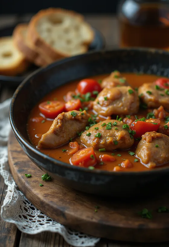 Hati ayam masak lecso disajikan