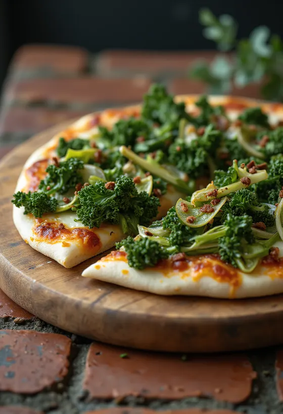 Pizza kubis hitam yang baru dipanggang