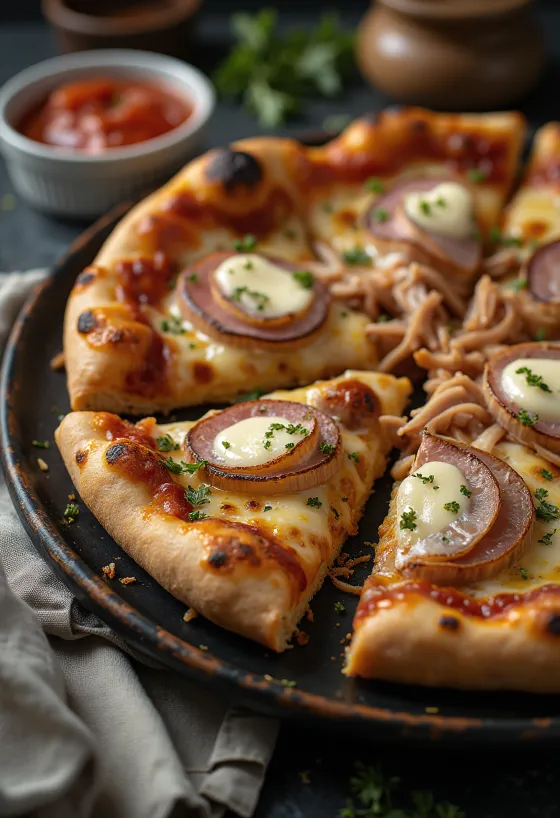 Pizza Cubana dengan daging sapi suwir