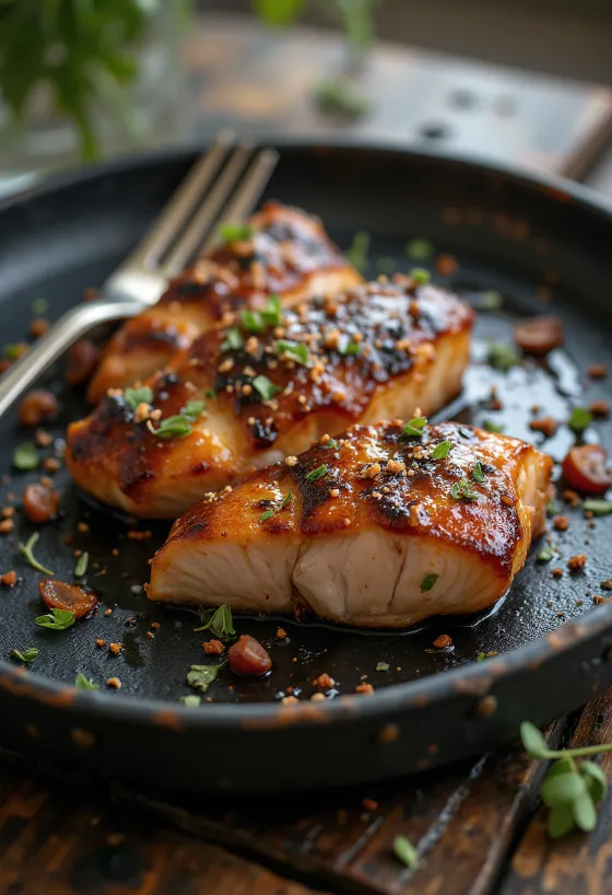 Ikan sturgeon bakar BBQ dengan bumbu segar