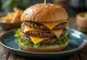 Burger keju ganda dengan dua patty daging berair dan keju cheddar ekstra