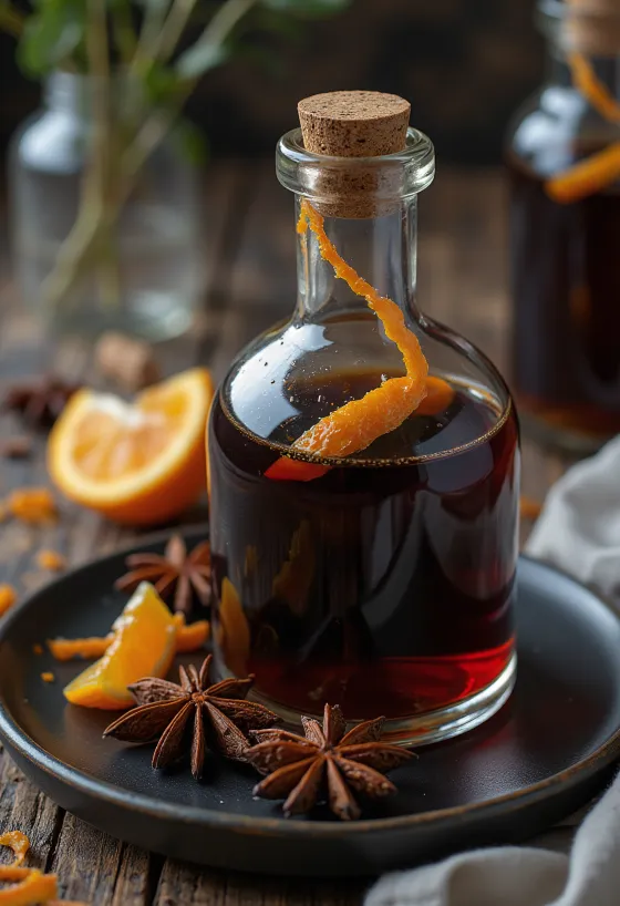 Likur elderberry berempah disajikan dalam gelas