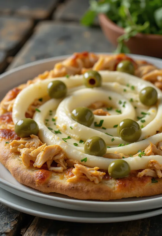 Pizza de Frango com Catupiry dengan dada ayam dan krim keju