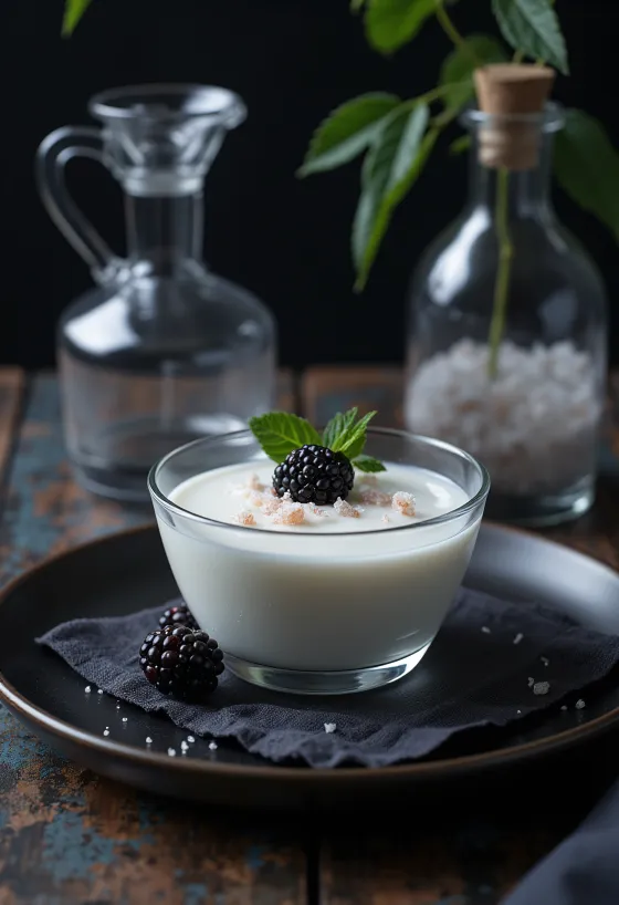 Panna cotta asap disajikan