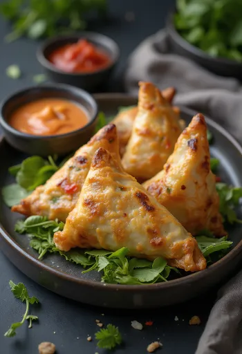 Samosa sayuran panggang disajikan