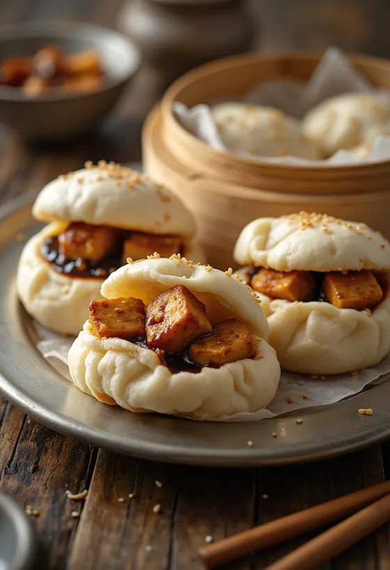 Bao bun isi tahu wijen renyah disajikan