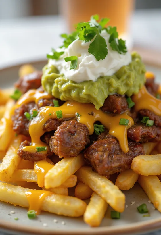 Carne Asada Fries disajikan gaya Meksiko