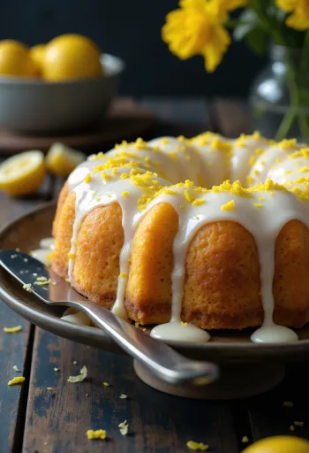 Kue lemon madu dengan glasir lemon segar