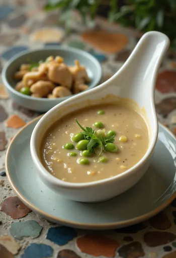 Saus lada hijau creamy dalam mangkuk saus