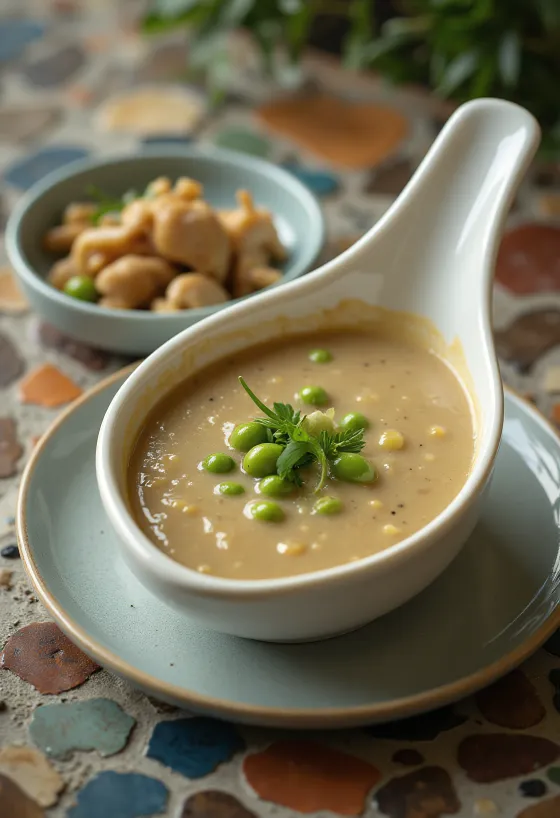 Saus lada hijau creamy dalam mangkuk saus