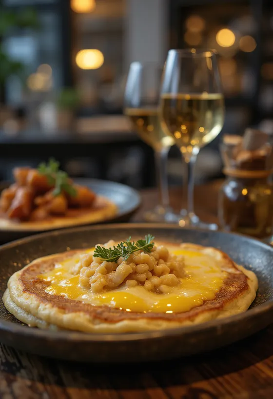 Pancake raclette disajikan