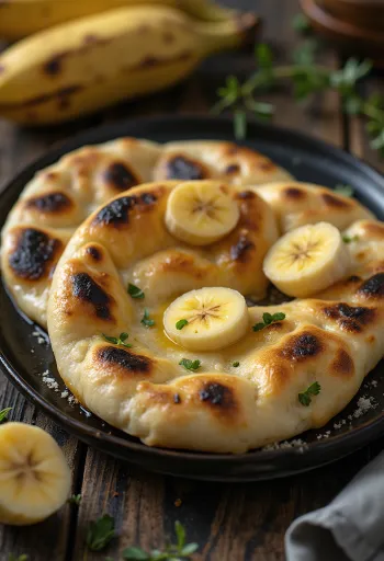 Roti naan pisang disajikan