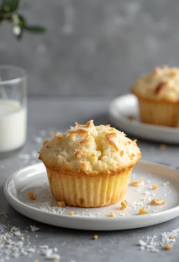 Muffin kelapa disajikan di atas piring