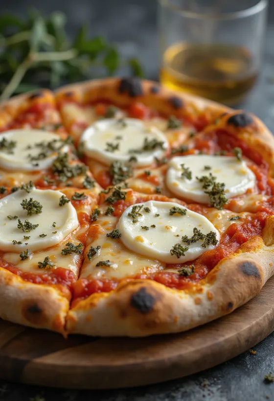Pizza ai Formaggi di Capra dengan potongan keju kambing