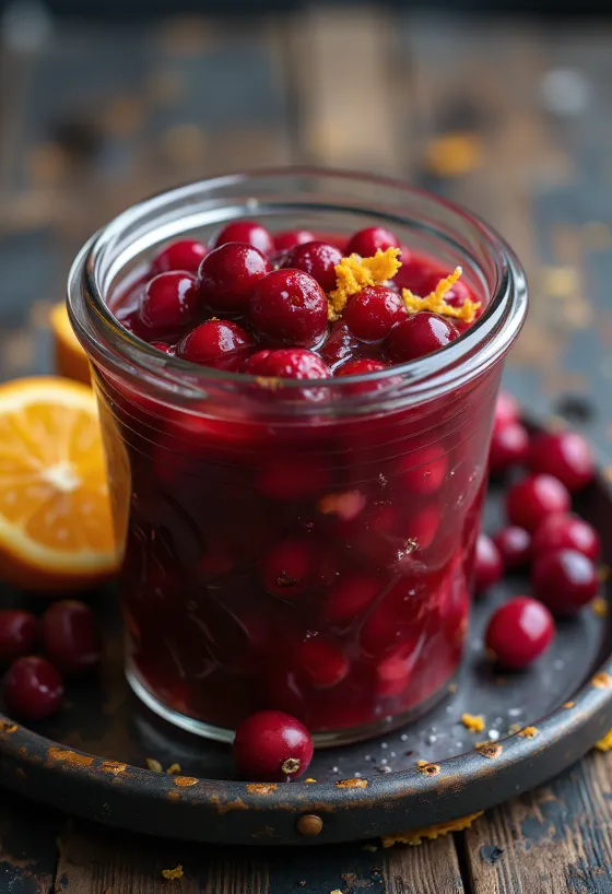 Saus buah cranberry disajikan
