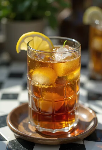 Es teh mint dengan irisan jeruk nipis dan daun mint dalam gelas