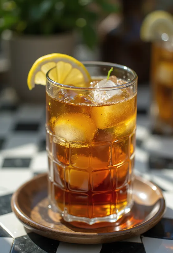 Es teh mint dengan irisan jeruk nipis dan daun mint dalam gelas